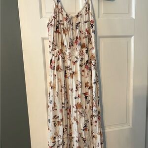 Abercrombie & Fitch Floral Midi Dress - Cream and Red
